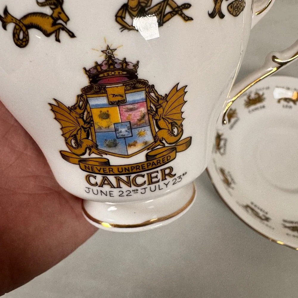 Signs of the Zodiac‎ Regal Bone China Cancer Cup and Saucer Made in England